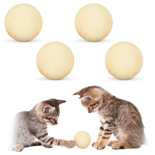 GlikCeil 4 Stück Katzenbälle aus Holz, Ersatz-Kätzchen-Rollerbälle für runde Kratzer, Spielzeug, für den Innenbereich, Jagd, körperliche Übung GlikCeil 4 Stück Katzenbälle aus Holz, Ersatz-Kätzchen-Rollerbälle für runde Kratzer, Spielzeug, für den Innenbereich, Jagd, körperliche Übung von GlikCeil