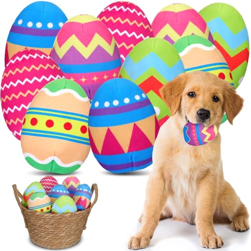 Glimin 10 Stück Oster-Hundespielzeug, Quietschspielzeug, Plüsch-Ostereier für Hunde, Hundebälle, niedliches Hundespielzeug, interaktives, langlebiges Kauspielzeug für große, mittelgroße und kleine Glimin 10 Stück Oster-Hundespielzeug, Quietschspielzeug, Plüsch-Ostereier für Hunde, Hundebälle, niedliches Hundespielzeug, interaktives, langlebiges Kauspielzeug für große, mittelgroße und kleine von Glimin