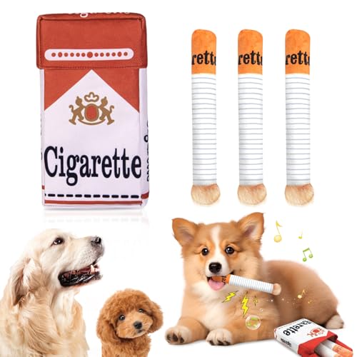 Giggle Zigaretten Hundespielzeug – Lustiges Plüsch Quietschspielzeug, Interaktives Kauspielzeug für kleine, mittlere und große Hunde, Zahnreinigung, Trainingsspielzeug für Apportieren und Fangen von Glirop