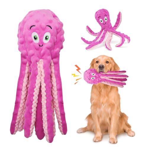 Glirop Octopus Interaktives Hundespielzeug, keine Füllung, Kauspielzeug für Hunde, quietschendes Plüsch-Welpenspielspielzeug mit Knisterpapier, weiches Hundespielzeug für kleine, mittelgroße und große Glirop Octopus Interaktives Hundespielzeug, keine Füllung, Kauspielzeug für Hunde, quietschendes Plüsch-Welpenspielspielzeug mit Knisterpapier, weiches Hundespielzeug für kleine, mittelgroße und große von Glirop