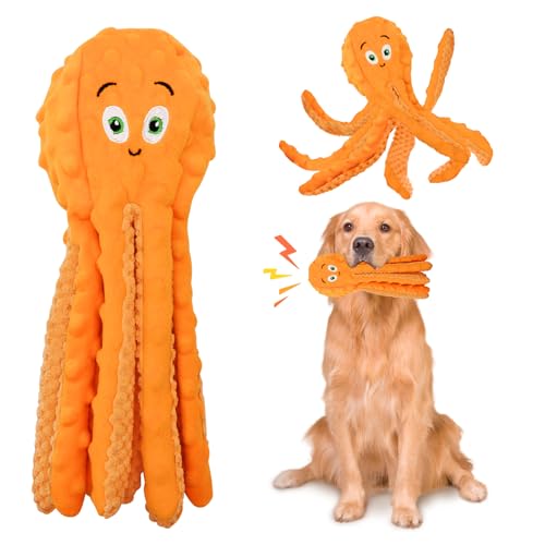 Glirop Octopus Interaktives Hundespielzeug, keine Füllung, Kauspielzeug für Hunde, quietschendes Plüsch-Welpenspielspielzeug mit Knisterpapier, weiches Hundespielzeug für kleine, mittelgroße und große Glirop Octopus Interaktives Hundespielzeug, keine Füllung, Kauspielzeug für Hunde, quietschendes Plüsch-Welpenspielspielzeug mit Knisterpapier, weiches Hundespielzeug für kleine, mittelgroße und große von Glirop