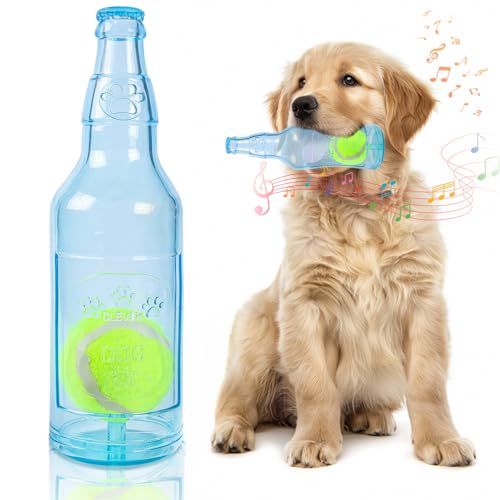 Hunde-Kauspielzeug für aggressive Kauer, interaktives quietschendes Hundespielzeug mit Tennisball, unzerstörbare Flasche, Welpenspielzeug für mittelgroße und große Hunde, Zahnreinigungstraining Hunde-Kauspielzeug für aggressive Kauer, interaktives quietschendes Hundespielzeug mit Tennisball, unzerstörbare Flasche, Welpenspielzeug für mittelgroße und große Hunde, Zahnreinigungstraining von Glirop