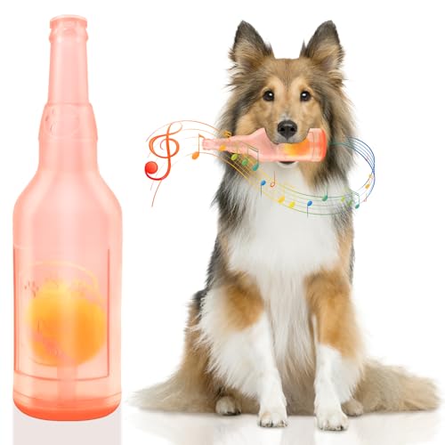 Kauspielzeug für Hunde, quietschendes Hundespielzeug mit Tennisball, unzerstörbare Flasche, Welpenspielzeug für kleine, mittelgroße und große Hunde, Outdoor-Spieltraining, Kauen, Zahnpflege, Zähne, von Glirop