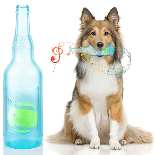 Kauspielzeug für Hunde, quietschendes Hundespielzeug mit Tennisball, unzerstörbare Flasche, Welpenspielzeug für kleine, mittelgroße und große Hunde, Outdoor-Spieltraining, Kauen, Zahnpflege, Zähne, von Glirop