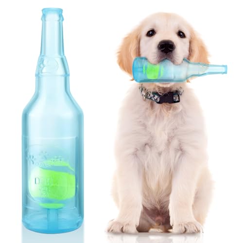 Kauspielzeug für Hunde, quietschendes Hundespielzeug mit Tennisball, unzerstörbare Flasche, Welpenspielzeug für kleine, mittelgroße und große Hunde, Outdoor-Spieltraining, Kauen, Zahnpflege, Zähne, von Glirop