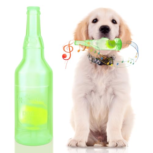 Kauspielzeug für Hunde, quietschendes Hundespielzeug mit Tennisball, unzerstörbare Flasche, Welpenspielzeug für kleine, mittelgroße und große Hunde, Outdoor-Spieltraining, Kauen, Zahnpflege, Zähne, von Glirop