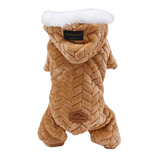 Hund Wintermantel, Korallen Fleece Hundejacke, 4 Beine Jumpsuit Hunde Hoodie, Hund Kalte Wetter Kleidung Winddichter Schneeanzug für Katze Welpe Chihuahua Yorkie Kleine mittlere Hunde von Glitterstar