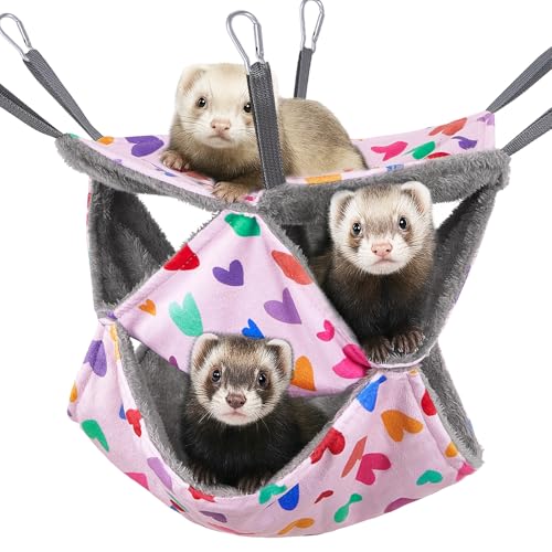Glittme 3-lagige Frettchen-Hängematte, weiche Meerschweinchen-Hängematte, waschbar, Ratten-Hängematte, Hamsterkäfig-Zubehör, gemütliches Frettchenbett, Spielzeug für Kleintiere, Haustier-Zuckergleiter Glittme 3-lagige Frettchen-Hängematte, weiche Meerschweinchen-Hängematte, waschbar, Ratten-Hängematte, Hamsterkäfig-Zubehör, gemütliches Frettchenbett, Spielzeug für Kleintiere, Haustier-Zuckergleiter von Glittme