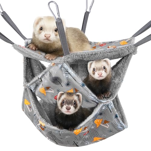 Glittme 3-lagige Frettchen-Hängematte, weiche Meerschweinchen-Hängematte, waschbar, Ratten-Hängematte, Hamsterkäfig-Zubehör, gemütliches Frettchenbett, Spielzeug für Kleintiere, Haustier-Zuckergleiter Glittme 3-lagige Frettchen-Hängematte, weiche Meerschweinchen-Hängematte, waschbar, Ratten-Hängematte, Hamsterkäfig-Zubehör, gemütliches Frettchenbett, Spielzeug für Kleintiere, Haustier-Zuckergleiter von Glittme