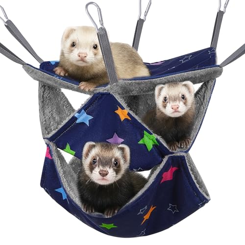 Glittme 3-lagige Frettchen-Hängematte, weiche Meerschweinchen-Hängematte, waschbar, Ratten-Hängematte, Hamsterkäfig-Zubehör, gemütliches Frettchenbett, Spielzeug für Kleintiere, Haustier-Zuckergleiter Glittme 3-lagige Frettchen-Hängematte, weiche Meerschweinchen-Hängematte, waschbar, Ratten-Hängematte, Hamsterkäfig-Zubehör, gemütliches Frettchenbett, Spielzeug für Kleintiere, Haustier-Zuckergleiter von Glittme