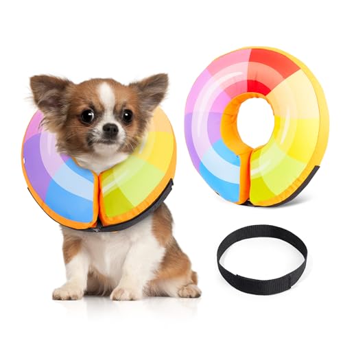Glittme Hunde-Donut-Halsband, aufblasbarer Hundekegel, kleine Größe, Kegel für Hunde nach Operationen, weicher Hundekegel, um das Lecken zu stoppen von Glittme