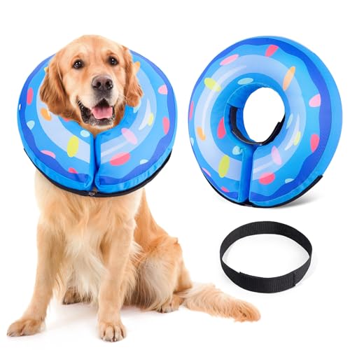 Glittme Hunde-Donut-Halsband, aufblasbarer Hundekegel für große Hunde, Kegel für Hunde nach Operationen, weicher Hundekegel, um das Lecken zu stoppen von Glittme