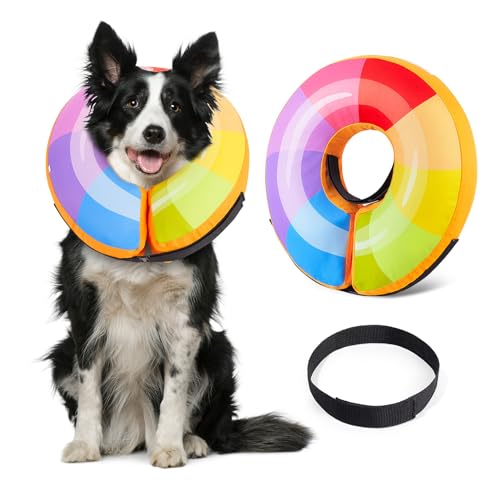 Glittme Hunde-Donut-Halsband, aufblasbarer Hundekegel für mittelgroße Hunde, Kegel für Hunde nach Operationen, weicher Hundekegel, um das Lecken zu stoppen von Glittme