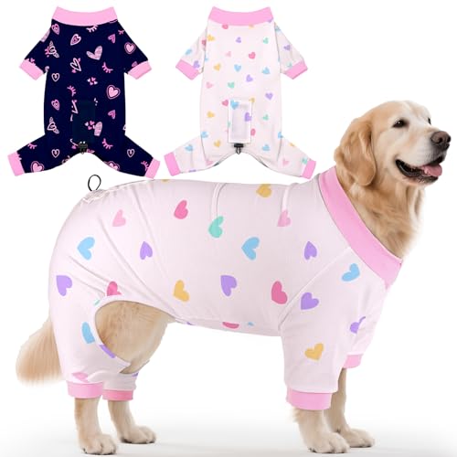 Glittme Hunde-Pyjama, weiche Hundekleidung für kleine und mittelgroße Hunde, elastisch, atmungsaktiv, 2 Stück von Glittme
