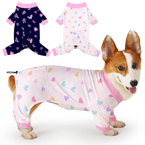 Glittme Hunde-Pyjama, weiche Hundekleidung für kleine und mittelgroße Hunde, elastisch, atmungsaktiv, 2 Stück von Glittme