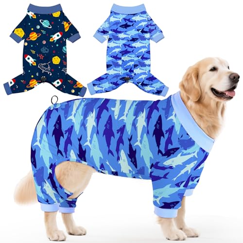 Glittme Hunde-Pyjama, weiche Hundekleidung für kleine und mittelgroße Hunde, elastisch, atmungsaktiv, 2 Stück von Glittme