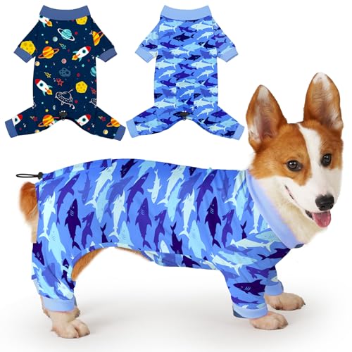 Glittme Hunde-Pyjama, weiche Hundekleidung für kleine und mittelgroße Hunde, elastisch, atmungsaktiv, 2 Stück von Glittme