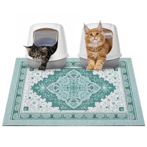 Glittme Katzenklo Matte mit rutschfester Unterseite, wasserdichte Katzenklo Matte, leicht zu reinigen, waschbar, Katzenfuttermatte für Kätzchen, L Glittme Katzenklo Matte mit rutschfester Unterseite, wasserdichte Katzenklo Matte, leicht zu reinigen, waschbar, Katzenfuttermatte für Kätzchen, L von Glittme