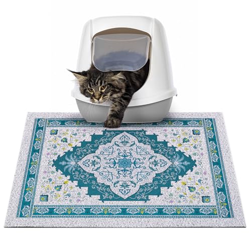 Glittme Katzenklo Matte mit rutschfester Unterseite, wasserdichte Katzenklo Matte, leicht zu reinigen, waschbar, Katzenfuttermatte für Kätzchen, S Glittme Katzenklo Matte mit rutschfester Unterseite, wasserdichte Katzenklo Matte, leicht zu reinigen, waschbar, Katzenfuttermatte für Kätzchen, S von Glittme