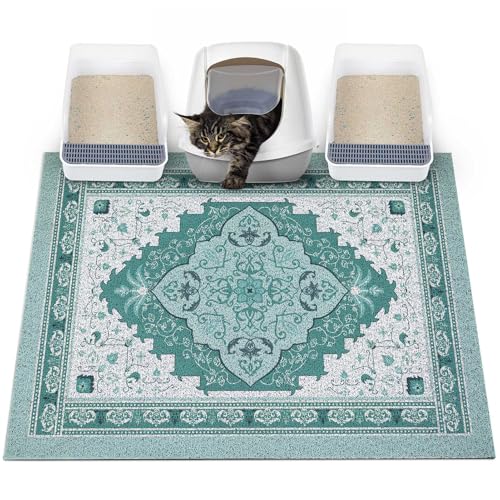 Glittme Katzenklo Matte mit rutschfester Unterseite, wasserdichte Katzenklo Matte, leicht zu reinigen, waschbar, Katzenfuttermatte für Kätzchen, XL Glittme Katzenklo Matte mit rutschfester Unterseite, wasserdichte Katzenklo Matte, leicht zu reinigen, waschbar, Katzenfuttermatte für Kätzchen, XL von Glittme