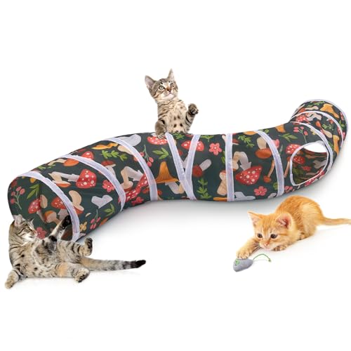 Glittme Katzentunnel, Katzentunnel für Indoor-Katzen, S-Form Katzenhöhle mit Katzenspielzeug, Faltbare Katzenröhren und Tunnel für Katzen, Kaninchen, Welpen, Meerschweinchen von Glittme