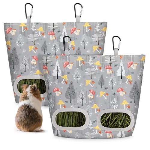 Glittme Meerschweinchen-Heu-Futterstation für Kaninchen, 29,1 x 22,9 cm, Heubeutel zum Aufhängen, für Meerschweinchen, Käfig, Heu-Futterstation für Kaninchen, kleine Haustiere, grauer Pilz, 2 Stück Glittme Meerschweinchen-Heu-Futterstation für Kaninchen, 29,1 x 22,9 cm, Heubeutel zum Aufhängen, für Meerschweinchen, Käfig, Heu-Futterstation für Kaninchen, kleine Haustiere, grauer Pilz, 2 Stück von Glittme