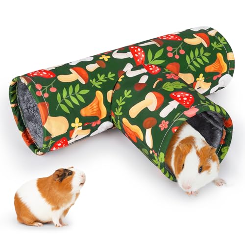 Glittme Meerschweinchentunnel, waschbar, für Meerschweinchen, tragbar, Kaninchentunnel, weicher Frettchentunnel zum Spielen, Ruhen von Meerschweinchen, Zubehör für Igel, Hamster, Pilze von Glittme