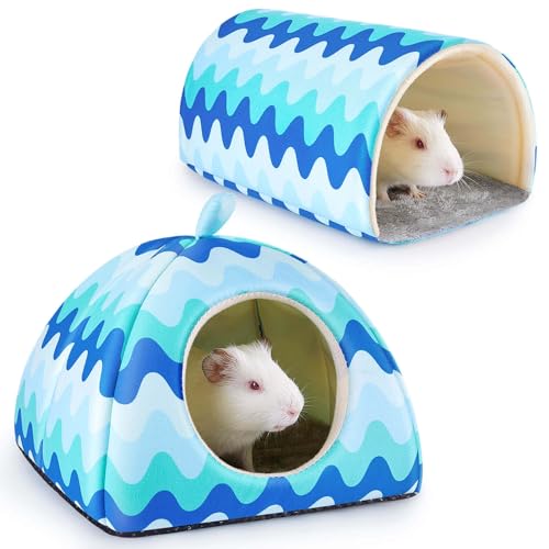 Meerschweinchenversteck Glittme Weiches Meerschweinchenbett und Tunnel, 2 Pack Waschbarer Meerschweinchentunnel mit Haus Meerschweinchen Zubehör für Hamster, Kaninchen, Hase, Kleintier von Glittme