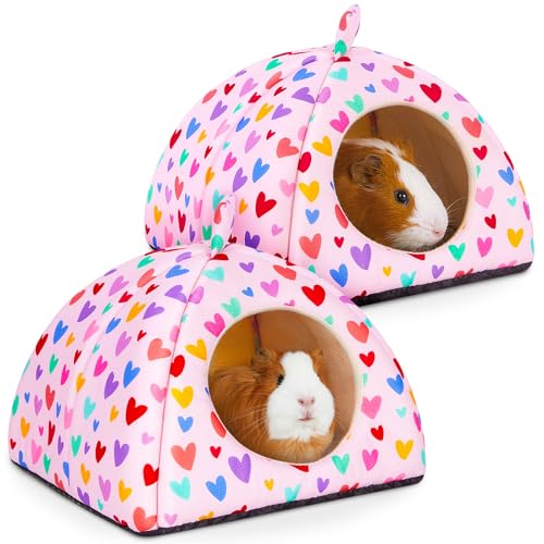 Glittme Meerschweinchenversteck 2er Pack Meerschweinchenbett mit weichen Pads, waschbares Kleintierbett mit rutschfester Unterseite, Kaninchenversteck für Frettchen, Hamster, S von Glittme