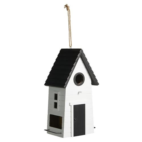 Glitzhome 25,4 cm H Hängendes Vogelhaus Modern Massivholz Weiß Deko Garten Vogelhaus für den Außenbereich Glitzhome 25,4 cm H Hängendes Vogelhaus Modern Massivholz Weiß Deko Garten Vogelhaus für den Außenbereich von Glitzhome
