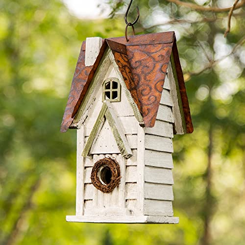 Glitzhome GH90086 Vogelhaus aus Holz, zum Aufhängen, Weiß Glitzhome GH90086 Vogelhaus aus Holz, zum Aufhängen, Weiß von Glitzhome
