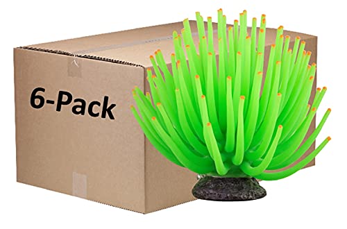 GloFish Anemonen-Ornament, detaillierte Aquariumdekoration, groß, grün, erzeugt einen leuchtenden Effekt (1 Box mit 6 einzelnen Ornamenten) von GloFish