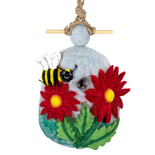 Global Crafts Wild Woolies Handgefertigtes Vogelhaus aus Filz, Hummel (DZI484084000) von Global Crafts