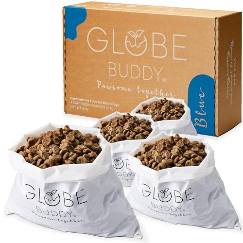 Globe Buddy Blue mit viel frischem Lachs | Nachhaltiges Hundefutter | Umweltfreundliche Verpackungen | Getreidefrei | Hohe Akzeptanz | 4 kg von Globe Buddy