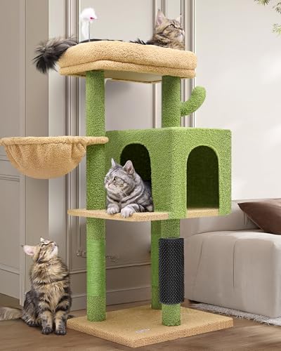 Globlazer F46B Kaktus-Katzenbaum, 116,8 cm, Katzenturm für erwachsene Katzen, Katzenhaus mit großer Sitzstange oben, Hängematte, Kratzbäume, Katzen-Selbstpflege, Katzenbaum und Turm für große Katzen, Globlazer F46B Kaktus-Katzenbaum, 116,8 cm, Katzenturm für erwachsene Katzen, Katzenhaus mit großer Sitzstange oben, Hängematte, Kratzbäume, Katzen-Selbstpflege, Katzenbaum und Turm für große Katzen, von Globlazer