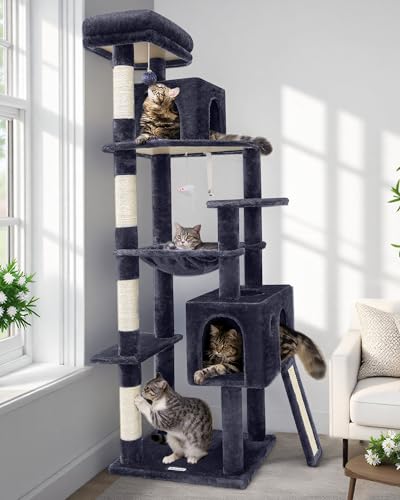 Globlazer F70 Pro robuster Kratzbaum, 177,8 cm, robuster Kratzbaum für Indoor-Katzen, extra großer Katzenturm mit Kratzbaum, Hängematte, Katzenhütte für erwachsene Katzen, Kätzchen, Dunkelgrau Globlazer F70 Pro robuster Kratzbaum, 177,8 cm, robuster Kratzbaum für Indoor-Katzen, extra großer Katzenturm mit Kratzbaum, Hängematte, Katzenhütte für erwachsene Katzen, Kätzchen, Dunkelgrau von Globlazer