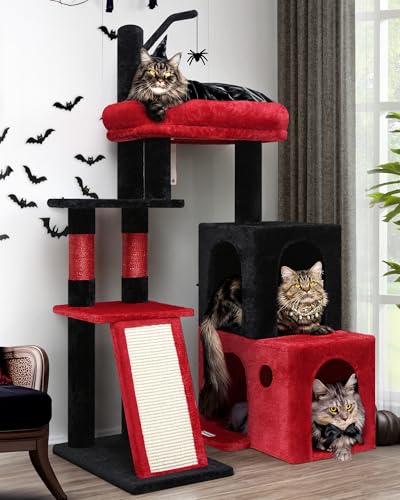 Globlazer Gothic-Katzenturm für ausgewachsene Katzen, 127 cm, strapazierfähig, Gothic-Katzenbaum für große Katzen, Maine Coon Katzenbaum mit extra großer gepolsterter Plattform, 2 große Höhlen, F50 Globlazer Gothic-Katzenturm für ausgewachsene Katzen, 127 cm, strapazierfähig, Gothic-Katzenbaum für große Katzen, Maine Coon Katzenbaum mit extra großer gepolsterter Plattform, 2 große Höhlen, F50 von Globlazer