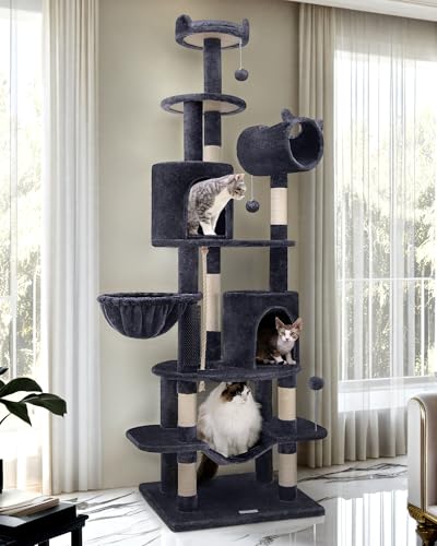 Globlazer C81 Künstlerischer gebogener Katzenturm für kleine Katzen (unter 5,4 kg), 205,7 cm, schlankes Design, platzsparendes Design, Katzenhaus für den Innenbereich, mit Hängematte und Tunnel, Globlazer C81 Künstlerischer gebogener Katzenturm für kleine Katzen (unter 5,4 kg), 205,7 cm, schlankes Design, platzsparendes Design, Katzenhaus für den Innenbereich, mit Hängematte und Tunnel, von Globlazer