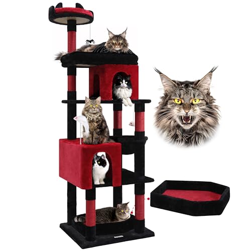 Globlazer Kratzbaum Gotisch für Große Schwere Katzen, Katzenbaum Schwarz Rot hoch 183 cm mit Sargbett Katzenhaus Plattformen Korb, Aktivitätskratzbäume Stabil für Maine Coon bkh Katzen (S72, Gotisch) Globlazer Kratzbaum Gotisch für Große Schwere Katzen, Katzenbaum Schwarz Rot hoch 183 cm mit Sargbett Katzenhaus Plattformen Korb, Aktivitätskratzbäume Stabil für Maine Coon bkh Katzen (S72, Gotisch) von Globlazer