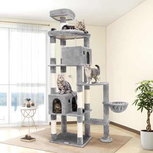 Globlazer Kratzbaum Riesig XXL, Katzenbaum Groß hoch 213 cm mit 2 Katzenhaus, Groß Plattform, Gepolsterte Sitzstangen, Korb, Stabil Katzenturm für Große Katzen Erwachsene Maine Coon (F83, Hellgrau) Globlazer Kratzbaum Riesig XXL, Katzenbaum Groß hoch 213 cm mit 2 Katzenhaus, Groß Plattform, Gepolsterte Sitzstangen, Korb, Stabil Katzenturm für Große Katzen Erwachsene Maine Coon (F83, Hellgrau) von Globlazer