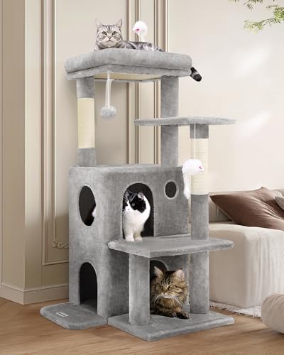 Globlazer Kratzbaum Stabil mit Große Basis Katzenhaus Gepolsterte Plattform Plüsch Katzenspielzeug, Katzenbaum 127 cm hoch für Große Katzen Senioren Ausruhen Spielen Kratzen Innen (FC50, Hellgrau) Globlazer Kratzbaum Stabil mit Große Basis Katzenhaus Gepolsterte Plattform Plüsch Katzenspielzeug, Katzenbaum 127 cm hoch für Große Katzen Senioren Ausruhen Spielen Kratzen Innen (FC50, Hellgrau) von Globlazer