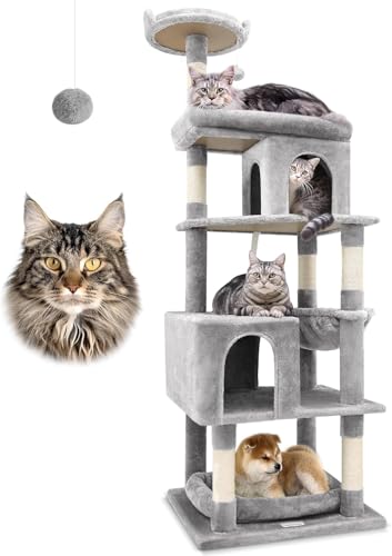 Globlazer Kratzbaum für Große Schwere Katzen, Katzenbaum Hoch 183 cm mit Katzenhaus Plattform Korb Bett, Aktivitätskratzbäume Stabil mit Dicke Stemm für Maine Coon Britisch Kurzhaar (S72, Hellgrau) Globlazer Kratzbaum für Große Schwere Katzen, Katzenbaum Hoch 183 cm mit Katzenhaus Plattform Korb Bett, Aktivitätskratzbäume Stabil mit Dicke Stemm für Maine Coon Britisch Kurzhaar (S72, Hellgrau) von Globlazer