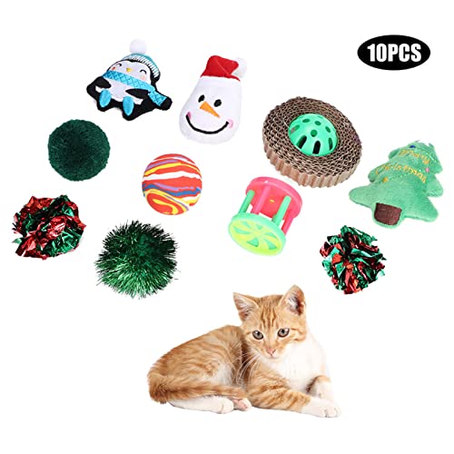 Glomora 10-teiliges Vorteilspack, Kunststoffbälle, Katzenspielzeugbälle, Kunststoff-Haustierkatzen-Weihnachtsring, Papierballglocke, lustiges interaktives Trainingszubehör, Glomora 10-teiliges Vorteilspack, Kunststoffbälle, Katzenspielzeugbälle, Kunststoff-Haustierkatzen-Weihnachtsring, Papierballglocke, lustiges interaktives Trainingszubehör, von Glomora