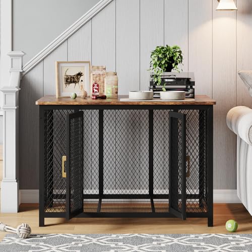 Hundekäfig Für Zuhause 118.5x78x82.5Cm, Hundebox Holz Und Karbonstahl, Haustierkäfig Mit 2 Türen, Klappdeckel Hundehütte Indoor Outdoor, Hundegitterbox Hundebox Für Zuhause,Kleine/Mittlere/Große Hunde Hundekäfig Für Zuhause 118.5x78x82.5Cm, Hundebox Holz Und Karbonstahl, Haustierkäfig Mit 2 Türen, Klappdeckel Hundehütte Indoor Outdoor, Hundegitterbox Hundebox Für Zuhause,Kleine/Mittlere/Große Hunde von Glorlliant