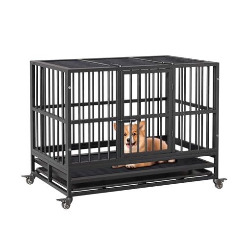 Hundekäfig Für Zuhause 94x58.5x74.5cm, Klappbar Haustierkäfig Mit 2 Türen & Bodenschale, Transportkäfig Auto, Hundehütte Indoor Outdoor, Hundegitterbox Hundebox Für Zuhause,Kleine/Mittlere/Große Hunde Hundekäfig Für Zuhause 94x58.5x74.5cm, Klappbar Haustierkäfig Mit 2 Türen & Bodenschale, Transportkäfig Auto, Hundehütte Indoor Outdoor, Hundegitterbox Hundebox Für Zuhause,Kleine/Mittlere/Große Hunde von Glorlliant