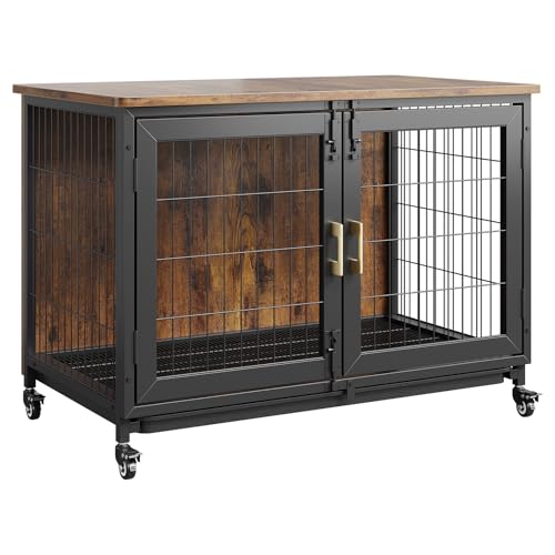 Hundekäfig Für Zuhause 95x55.9x65 cm, Hundebox Holz Und Karbonstahl, Haustierkäfig Mit 2 Türen, 4 Rädern, Hundehütte Indoor Outdoor, Hundegitterbox Hundebox Für Zuhause, Kleine/Mittlere/Große Hunde Hundekäfig Für Zuhause 95x55.9x65 cm, Hundebox Holz Und Karbonstahl, Haustierkäfig Mit 2 Türen, 4 Rädern, Hundehütte Indoor Outdoor, Hundegitterbox Hundebox Für Zuhause, Kleine/Mittlere/Große Hunde von Glorlliant