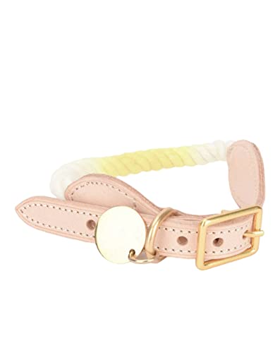 Gelb Hundehalsband, Seil Halsband für Hunde, Hübsches Hundehalsband, Niedliches Halsband für Hund, Halsband für Welpen, Batikseil Hundehalsband (Groß, Gelb Weiß) von Glow Pups