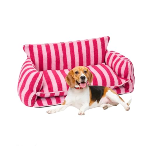 Gestreiftes Haustierbett, rosa Hundebett, Hundesofabett (Rosa, XX-Large) von Glow Pups