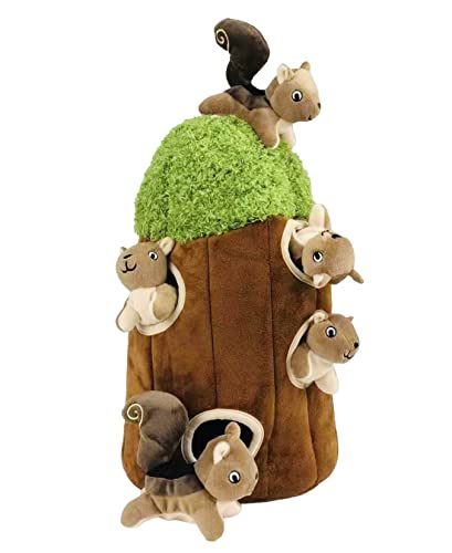 Glow Pups Hide and Seek Hundespielzeug, Eichhörnchenbaum Hundespielzeug, Burrow Hundespielzeug, Eichhörnchen Spielzeug für Hunde, Multipack Hundespielzeug (Baum mit Eichhörnchen, Groß) von Glow Pups