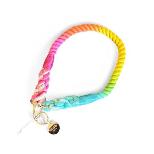Glow Pups Hundehalsband, handgefertigt, buntes Seil für mittelgroße und große Hunde, langlebige geflochtene Konstruktion, stilvolles Farbverlauf-Design, Trainingsgebrauch, Halsbandgröße: bis zu 45,7 Glow Pups Hundehalsband, handgefertigt, buntes Seil für mittelgroße und große Hunde, langlebige geflochtene Konstruktion, stilvolles Farbverlauf-Design, Trainingsgebrauch, Halsbandgröße: bis zu 45,7 von Glow Pups